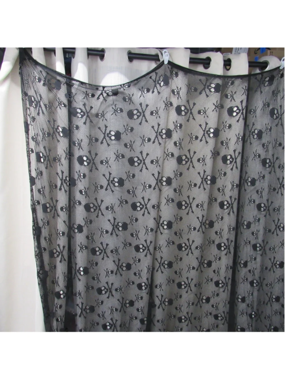 Goth Skull Mesh Netting Fabric 72x72 Halloween Punk Grunge Alternative Home